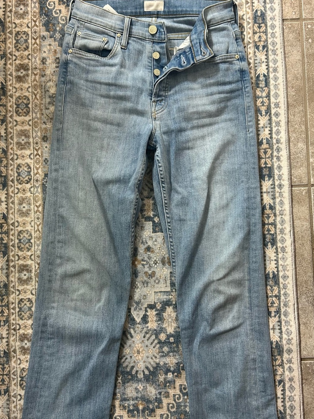 MOTHER Light Blue Women's Straight-Leg Jeans